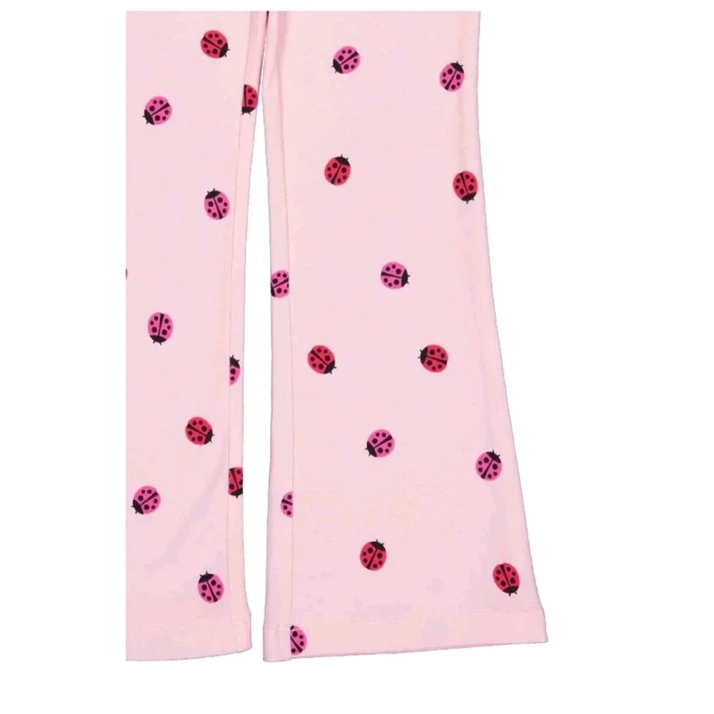 Wonder Nation Girls Flare Leggings 2-Pack Pink Ladybug & Pink Large 10/12 Plus